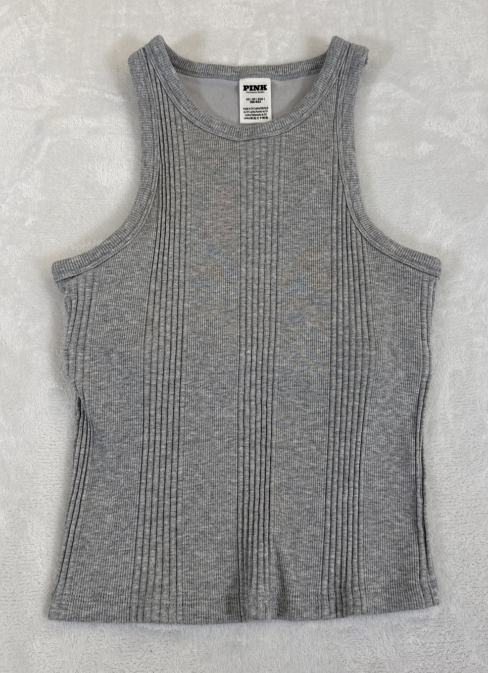 PINK Victoria's Secret Grey Ribbed Tank Bra Top Size XS Benefits Charity